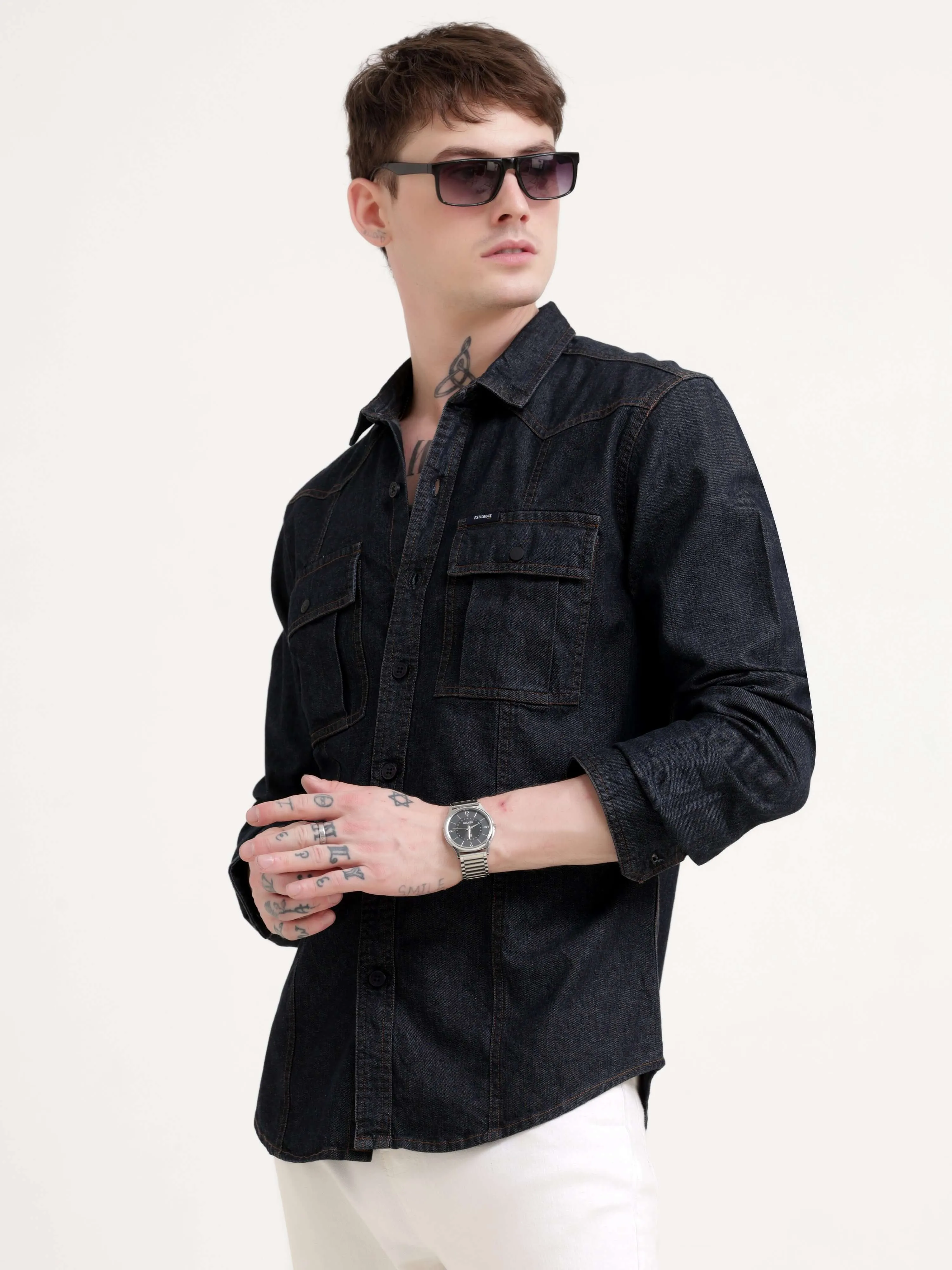 Storm carbon gray denim shirt