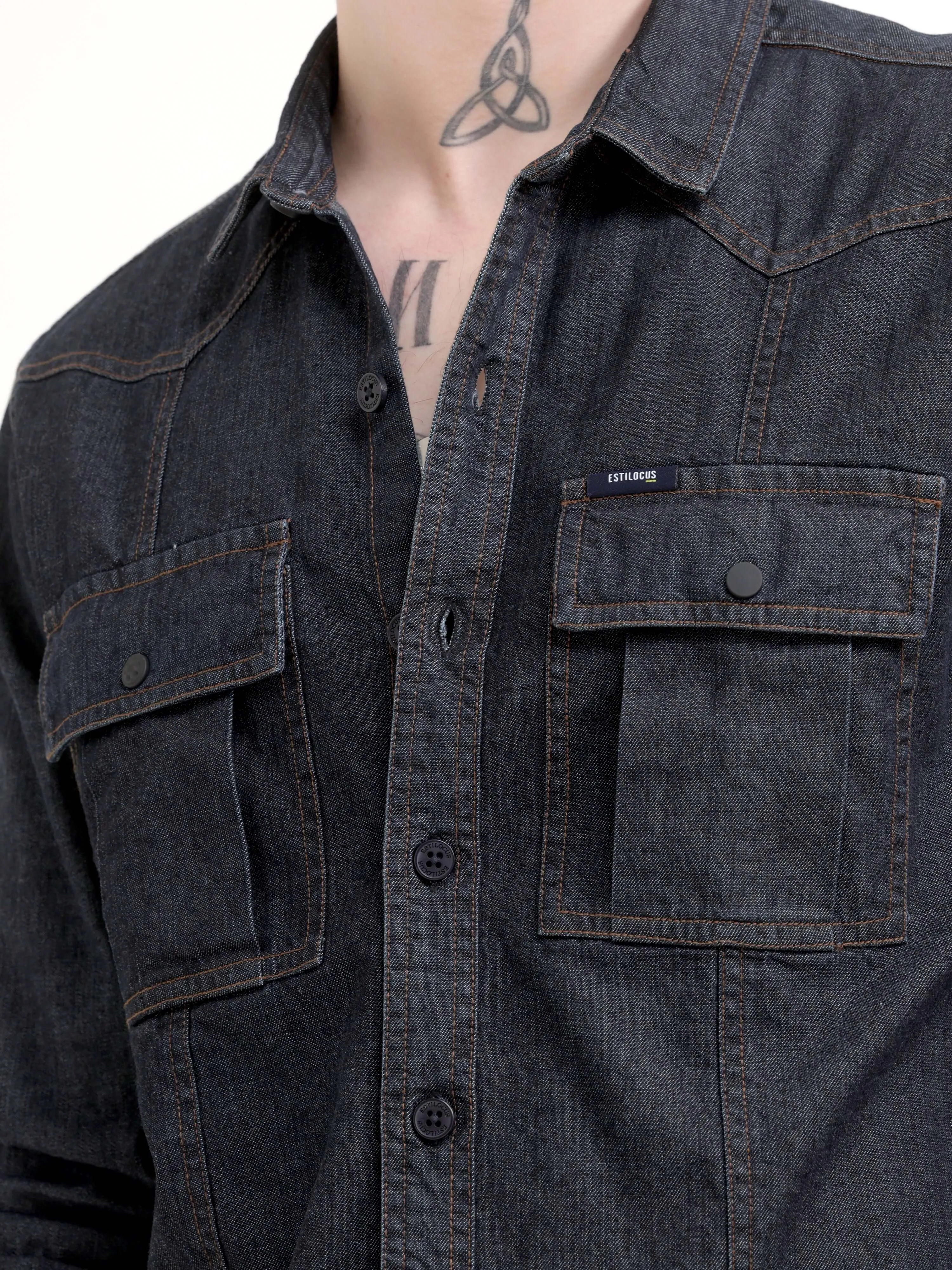 Storm carbon gray denim shirt