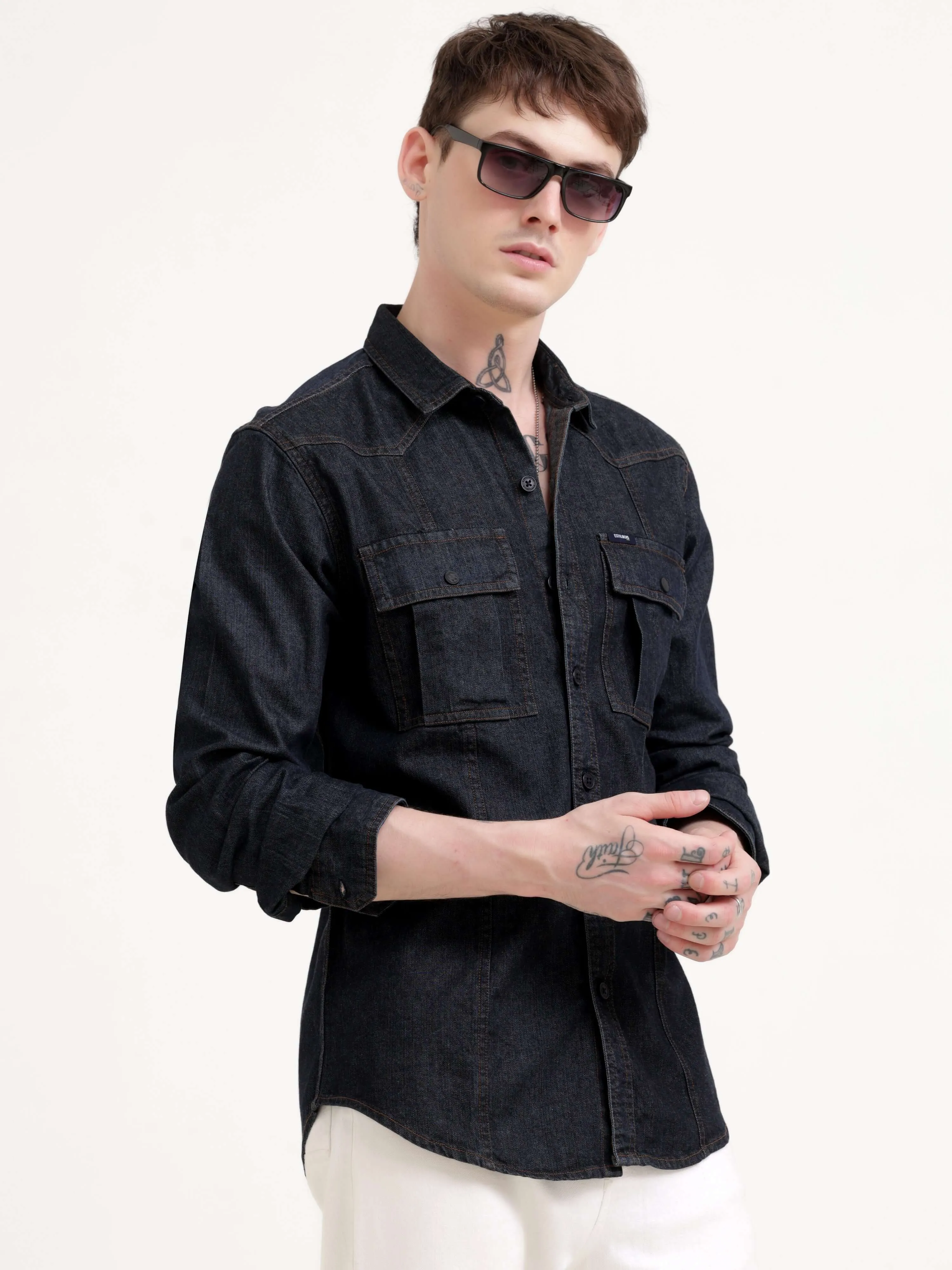 Storm carbon gray denim shirt