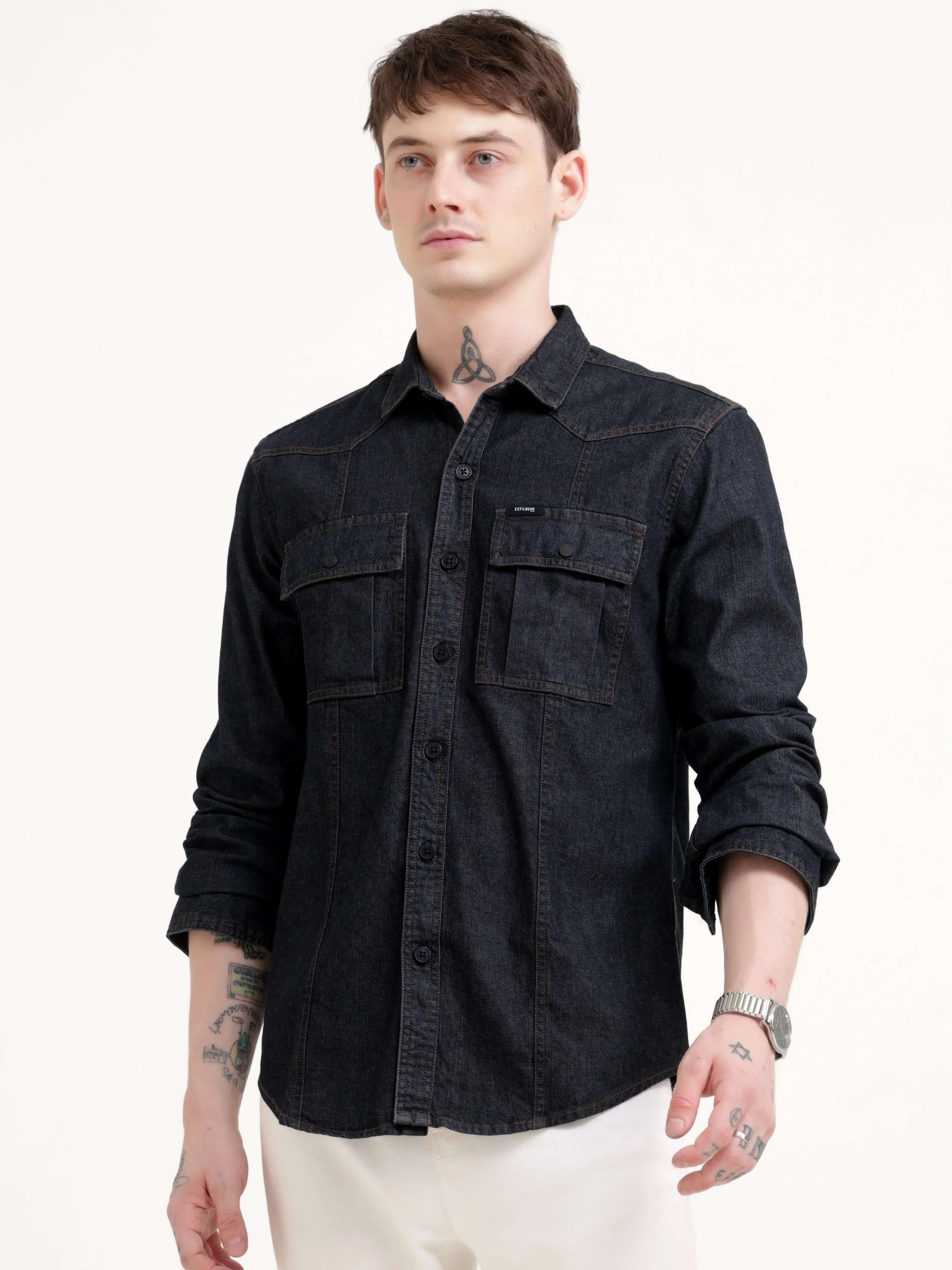 Storm carbon gray denim shirt