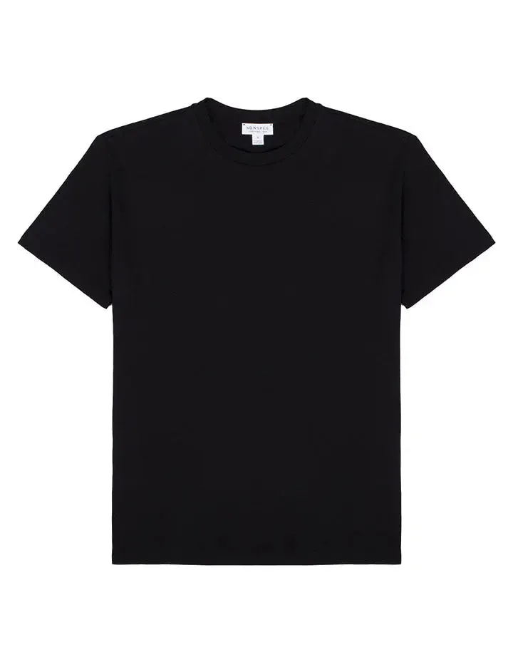 Sunspel Boy Fit Crew Neck T-Shirt Black