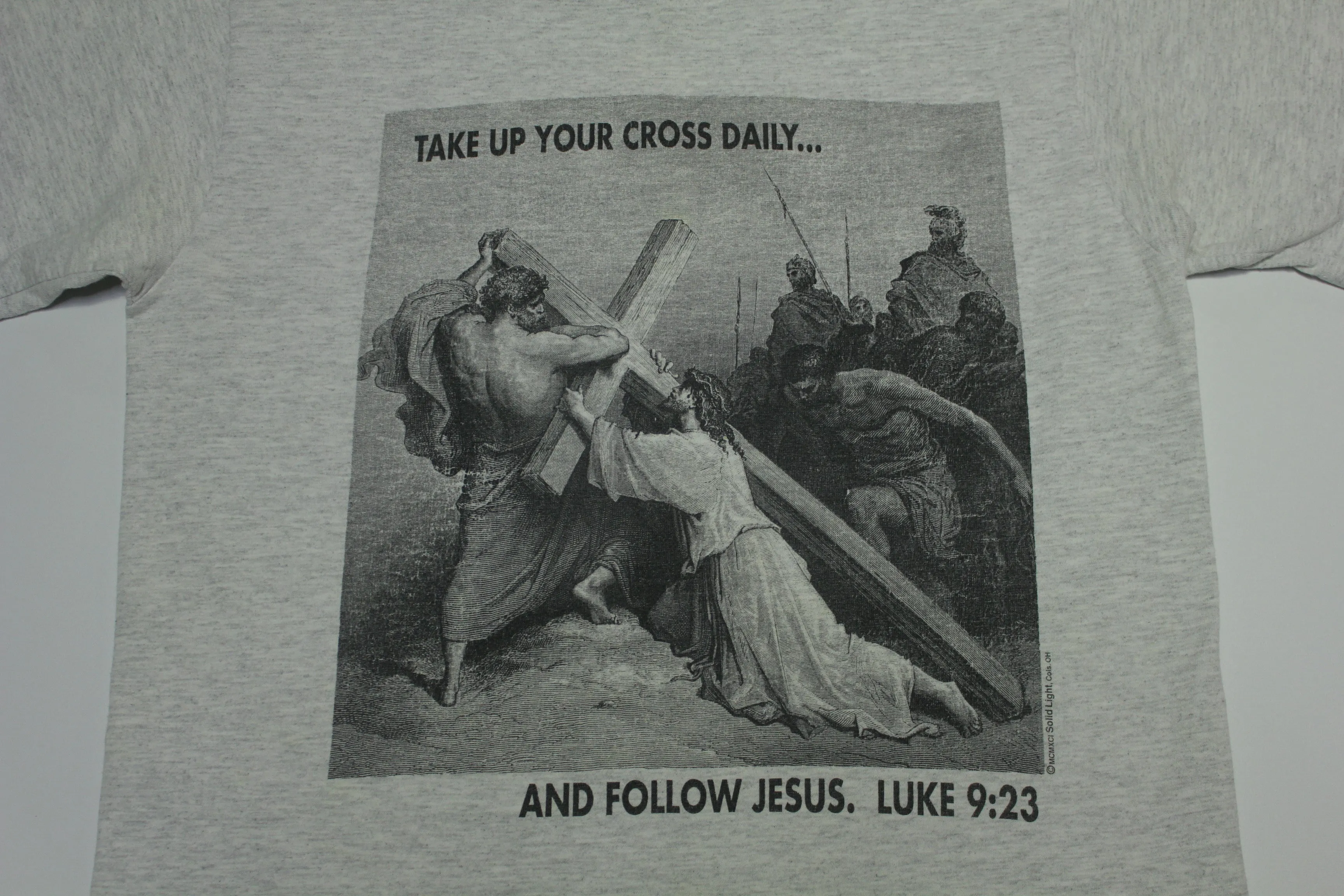 Take Up Your Cross Luke 9:23 Vintage 90's Anvil USA Jesus Tee T-Shirt