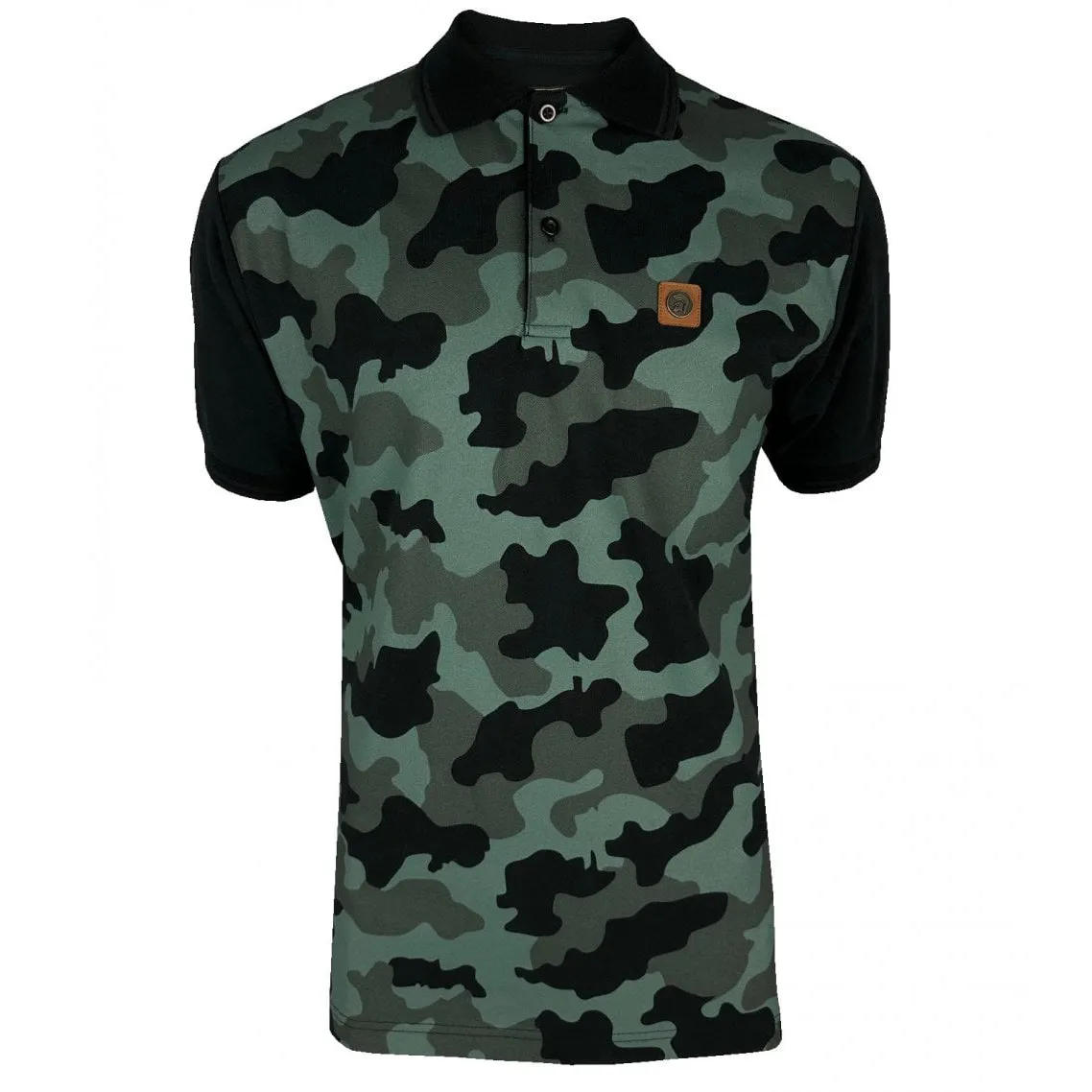 Trojan Camo Panel Polo Shirt Black