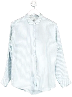 Uniqlo Blue 100% Linen Striped Shirt UK XL