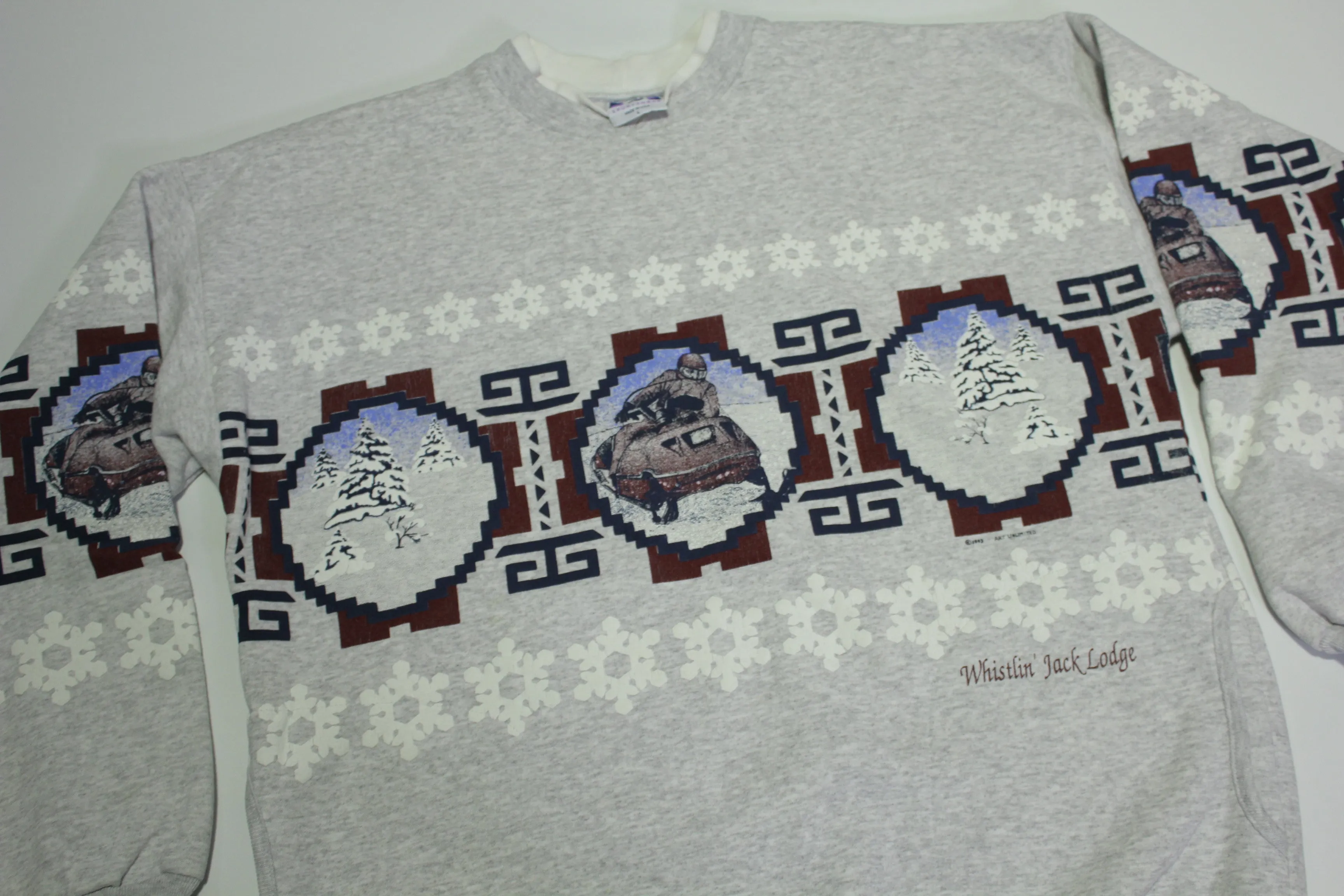 Whistlin' Jack Lodge Vintage 80's Polaris Snow Mobile Made in USA Crewneck Sweatshirt