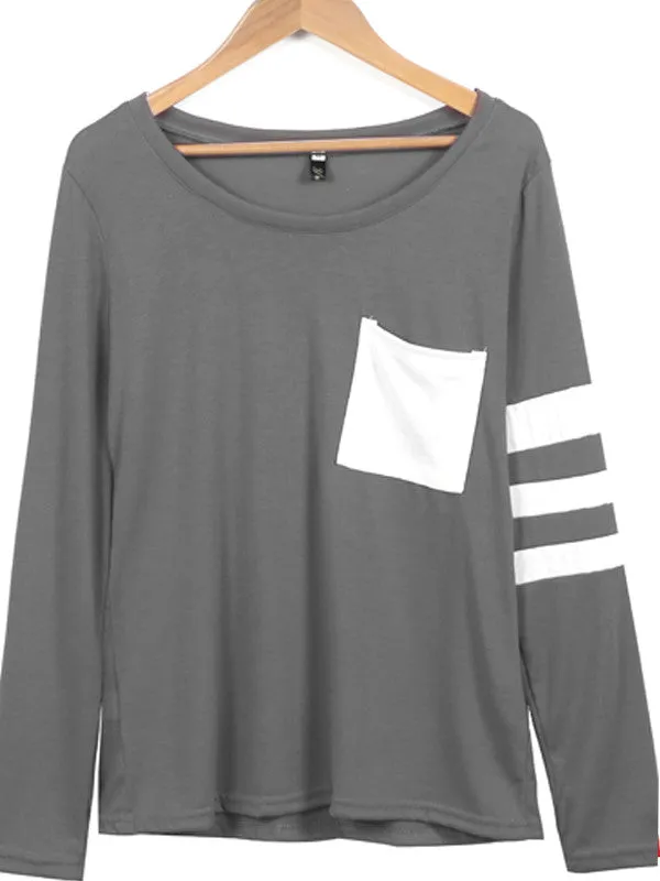 White Stitching Long-sleeved T-shirt