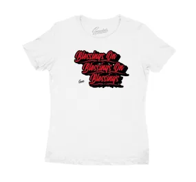 Womens Gym Red 9 Shirt - Blessings - White